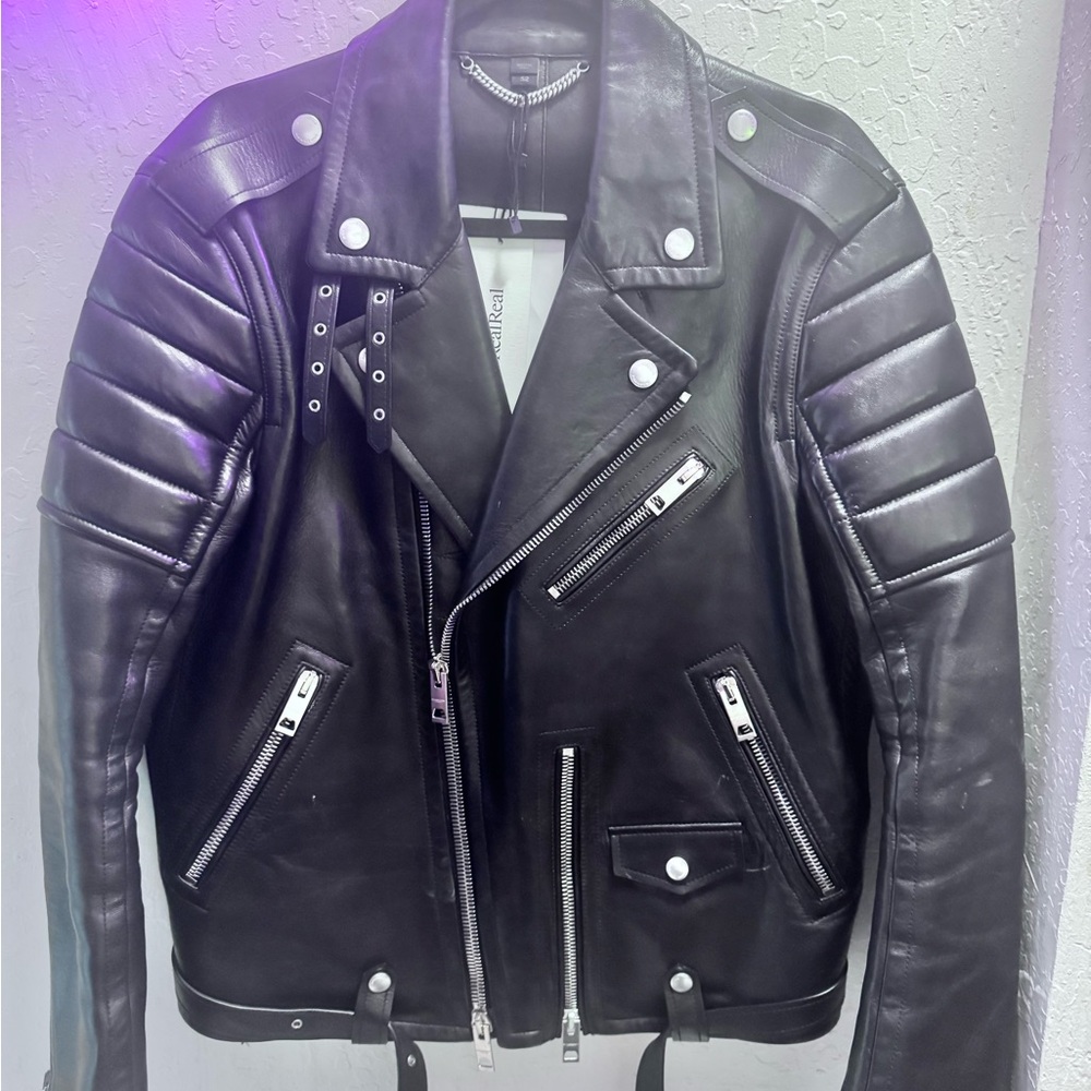 Burberry Prorsum Biker Jacket with Quilted Panels